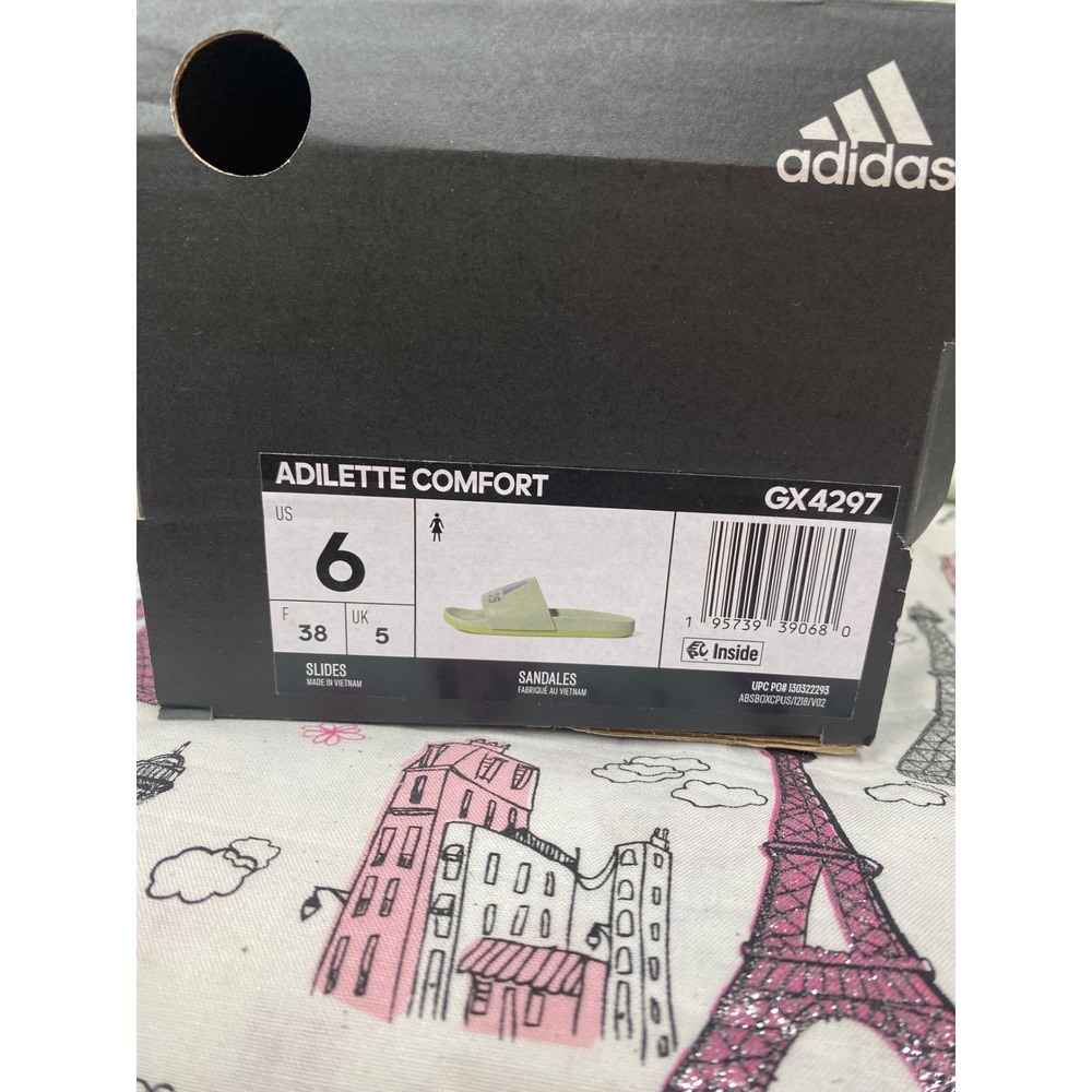 Adidas Adilette Comfort Slides Almost Lime Green Snakeskin Women 6 GX4297